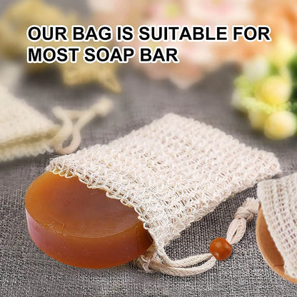 8 Pack Soap Bag Natural Sisal Soap Saver Bag Pouch Mesh Waste Exfoliating Foaming and Drying Soap Holder for Shower Beige (8 Packs)